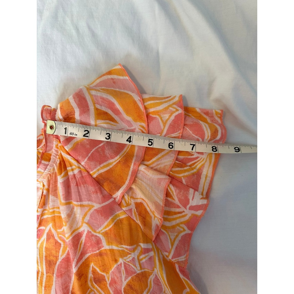 Nanette Lepore Orange  & Pink Floral Ruffle Sleeve‎ Top - Medium - Picture 5 of 8